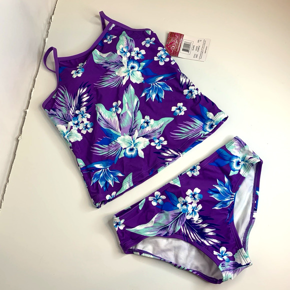Kanu Surf Girls Melanie Beach Sport 2 Piece Tankini Swimsuit Size 14 UPF 50+ - Picture 3 of 13